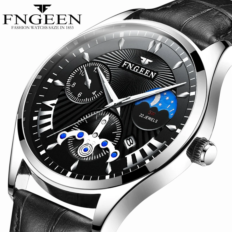 

FNGEEN Retro Design Leather Band Watches Men Top Brand Relogio Masculino NEW Mens Sports Clock Analog Quartz Wrist Watches