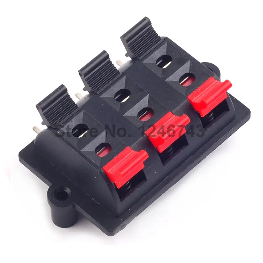 

5PCS Double Row 6 Positions (side/curved foot) Connector Terminal Push in Jack Spring Load Audio Speaker Terminals
