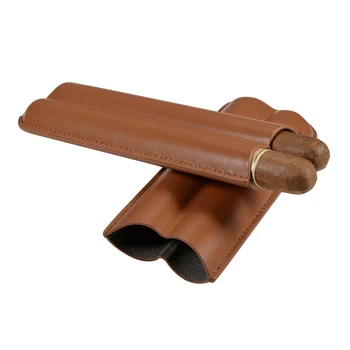 

Classic Travel Portable Brown Leather No Barrier Cigar Case Holder 2