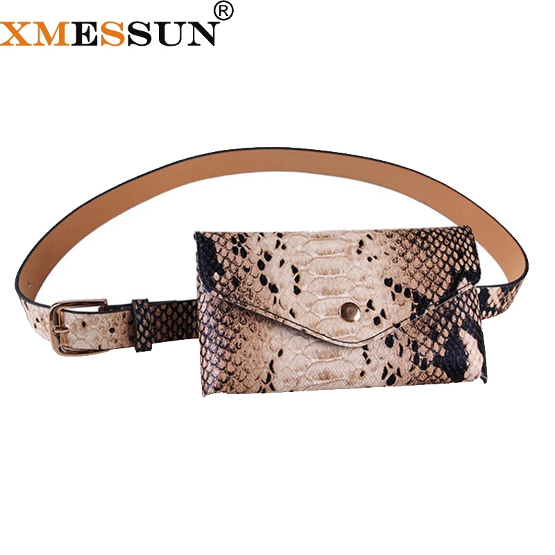 

XMESSUN 2019 Women Fanny Pack Retro Serpentine Waist Pack High Quality Leather Phone Pouch Fashion Snake Skin Waist Bag H192