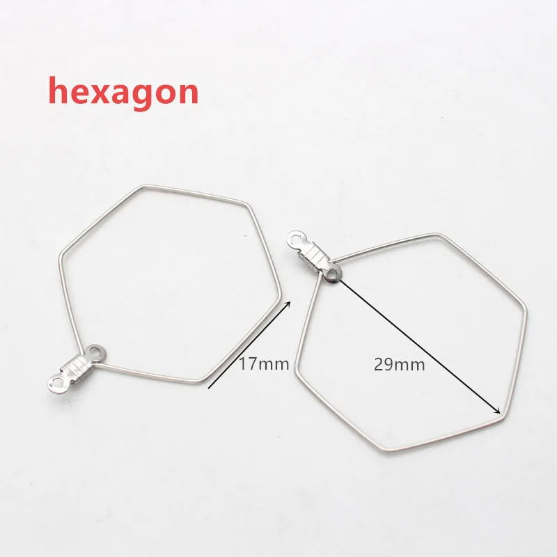 hexagon 10pcs Stainless Steel Ear Wire Earring Hooks Hoop Connector Diy Earrings Accessories Dangle Charms Jewelry Making - Цвет: hexagon