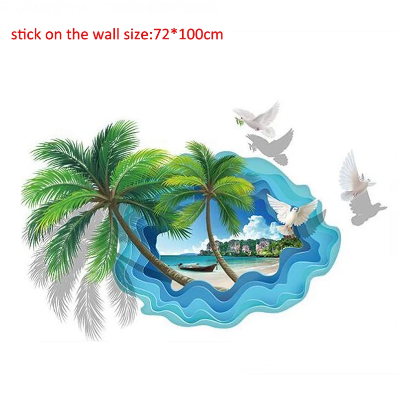 Красочные Пальма стены наклейки home decor 3D Ocean настенные панно для гостиной Cute Birds Наклейки на стены