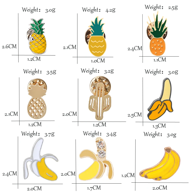 Эмалированные булавки мультфильм Мода банан ананас Броши для женщин бижутерия хиджаб шляпа джинсовая одежда брошь значок аксессуары подарок