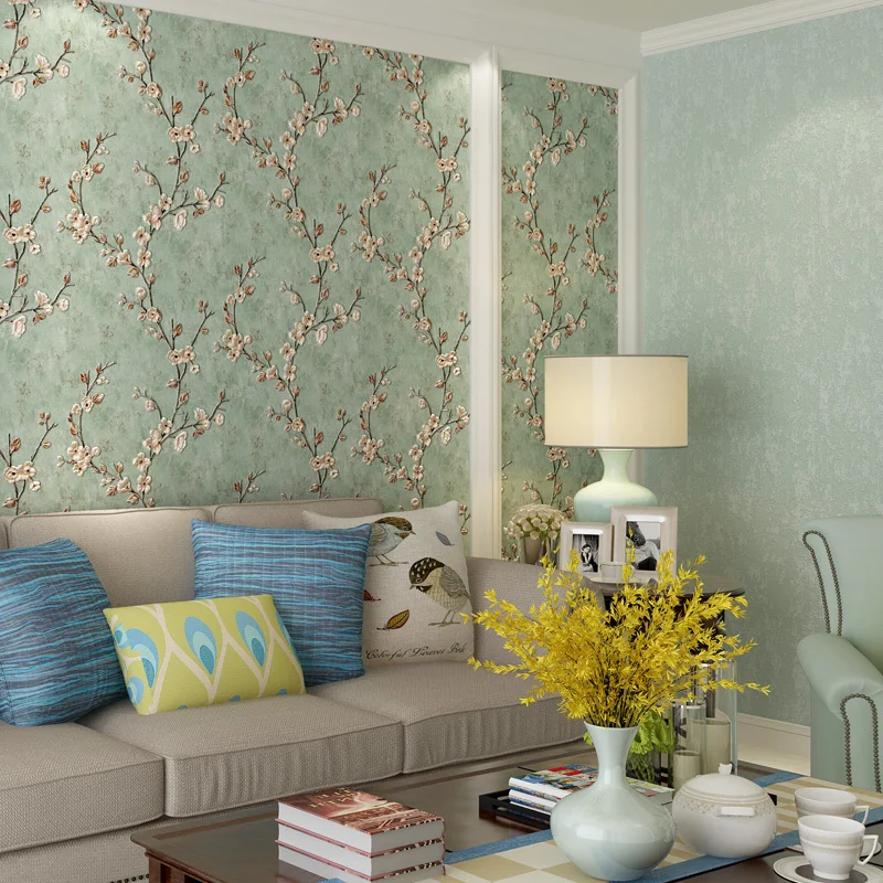 

Vintage American Plum Flower Wallpapers Self Adhesive 3d Embossed Beautiful Floral Wall Papers Home Decor Room Decoration EZ112