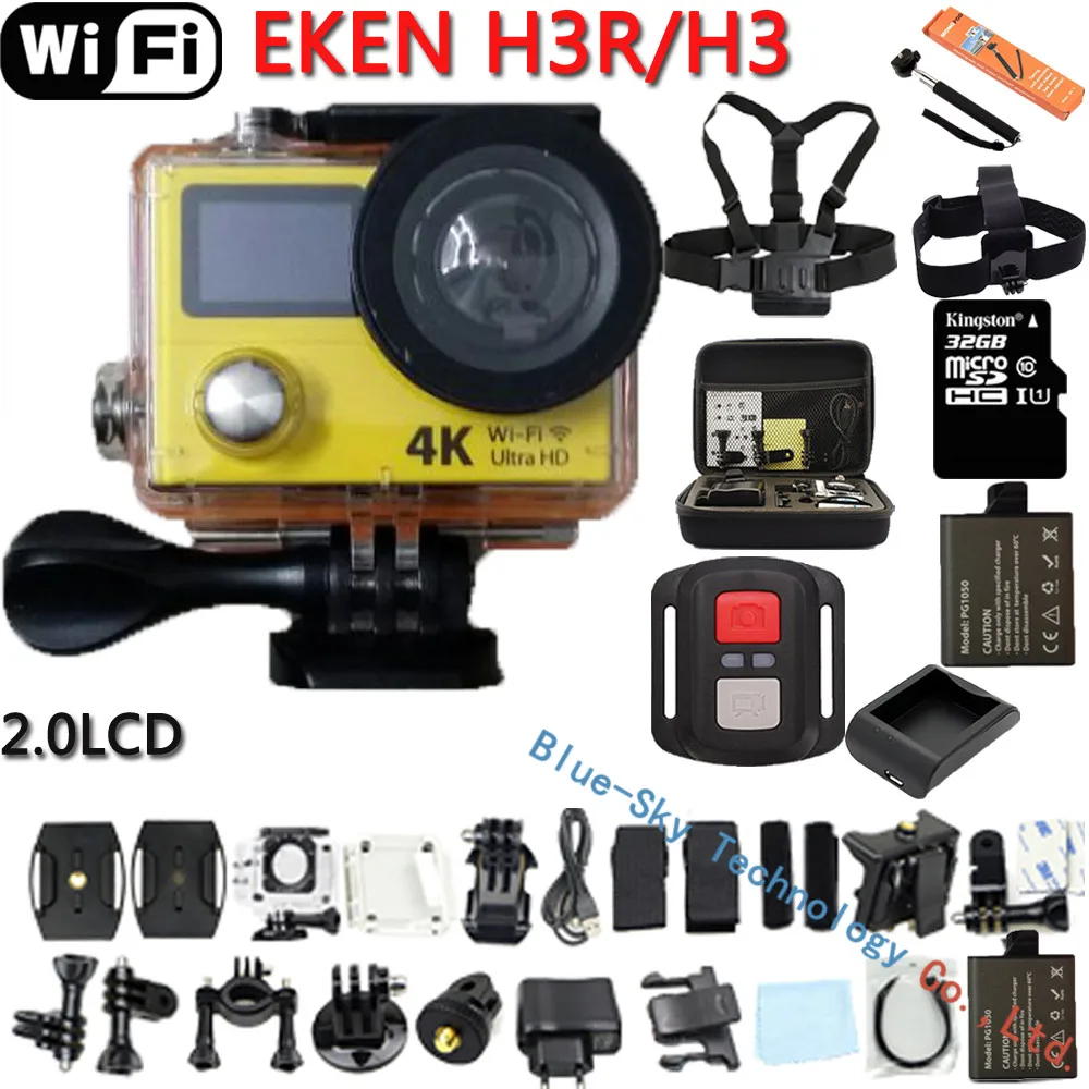  Action Camera Original EKEN H3R / H3 Ultra 4K HD 2.0" Dual Screen Action Camera Waterproof 170D Lens go - pro Style cam 