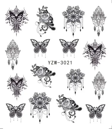 

LCJ 1 PC Fantasy Nail Art Water Sticker Black Simple DIY Model Manicure Foils Nail Decorations Nail Tool
