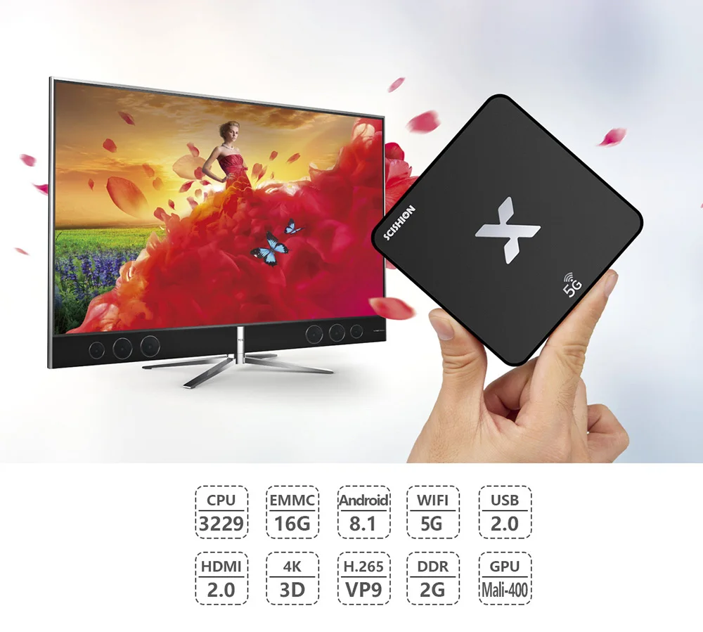 SCISHION 4K Model X TV BOX 2GB RAM 16GB ROM RK3229 Quad Core 3D WiFi 4K HD Media 