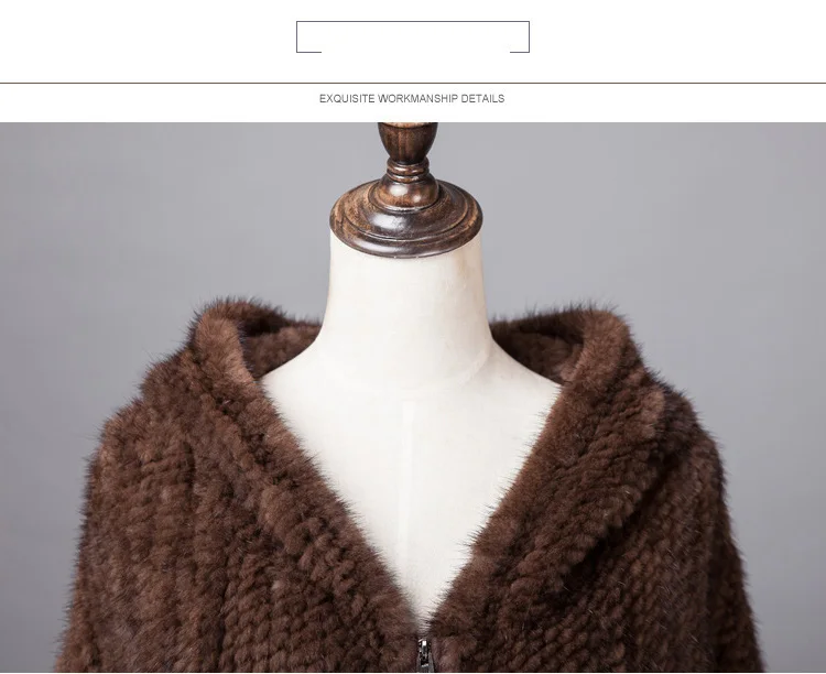 Новая натуральная норковая меховая шаль, Вязаное пончо из натурального меха норки для женщин, натуральная меховая основа с капюшоном, зимняя норковая Меховая куртка