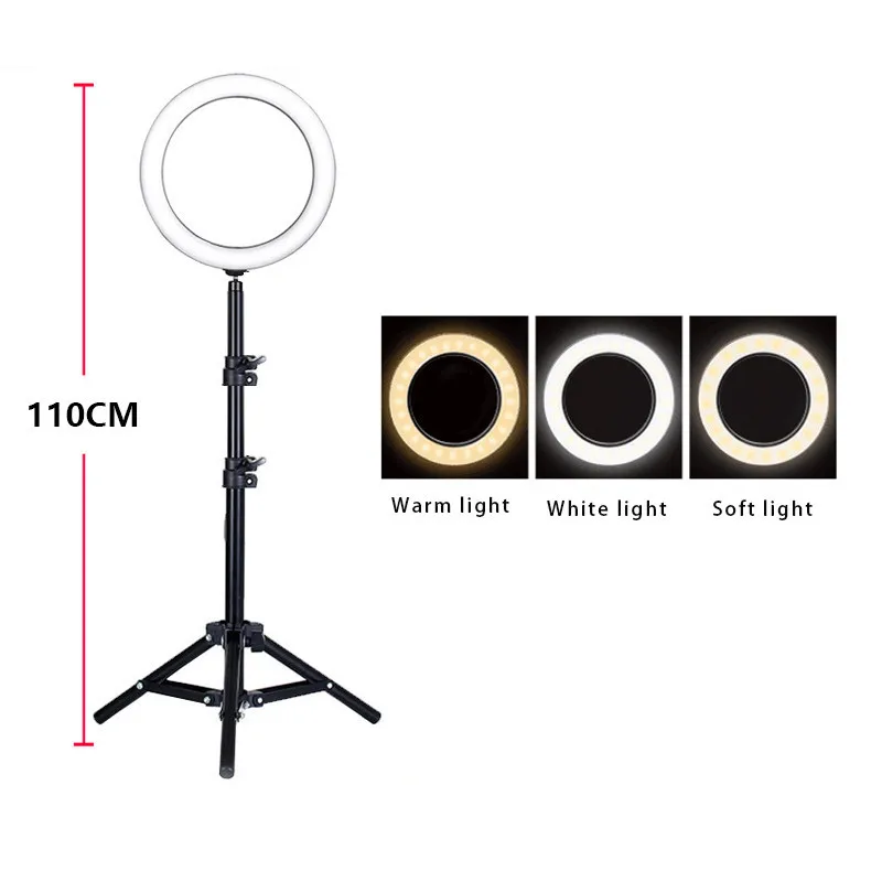 Кольцевой светильник Tycipy 26 см 12 Вт для фотостудии двойной зажим для телефона светодиодный кольцевой светильник для селфи фотографический светильник ing со штативом для Iphone