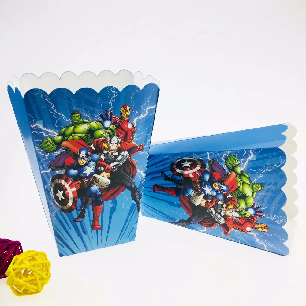 6 pcs/lot Marvel's The Avengers Kids Party Supplies Popcorn Box case