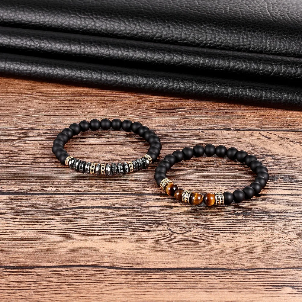 

LKO Men Woman tiger eyes Bracelet Beaded Black Mantra Prayer Beads Buddha Bracelet for Women and Men for friend