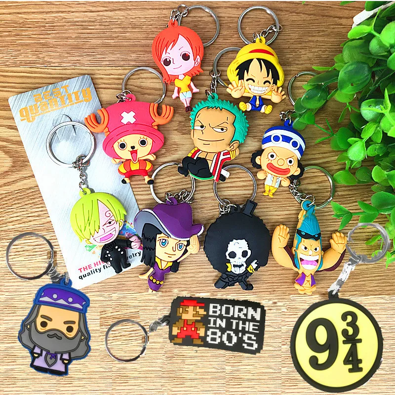 

ONE PIECE Anime Figure PVC Keychain 3D Luffy Chopper Roronoa Zoro Harri Potter Albus Dumbledore Figure Pendant Toys for Children