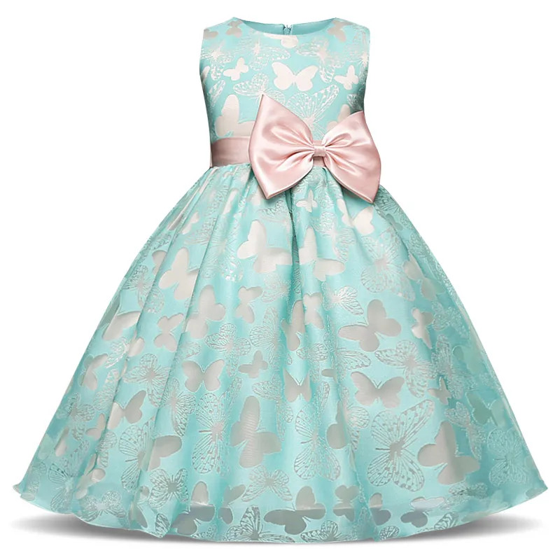 Sleeveless Princess Girls Dress Butterfly Prom Gown Wedding Party Kids Clothes
