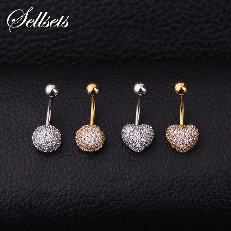 Кольца на пупка Sellsets круглые и сердце для из серебра золота 1 шт.|navel piercing jewelry|belly