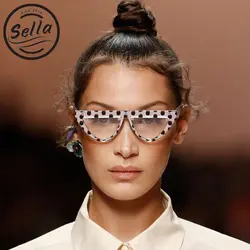 Солнцезащитные очки Sella personity triangle Cateye, трендовые женские солнцезащитные очки в мелкую оправу в горошек, красные, желтые прозрачные линзы