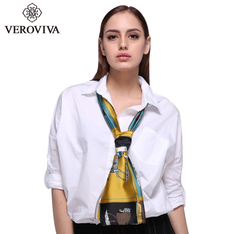 Women Horse Print Necktie Scarf Ladies Collaret Stylish Necktie Female