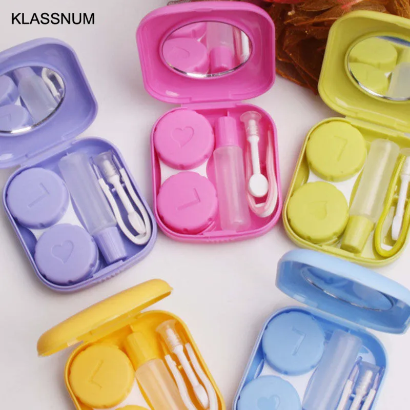 

New Popular Mini Square Contact Lens Case Box Travel Kit Easy Carry Mirror Container