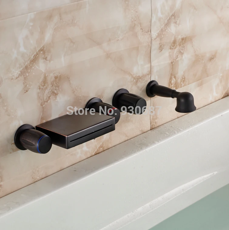 Retro Oil Rubbed Bronze Wall Mounted Waterfall Bathtub Faucet With Wall Mounted Waterfall Bathtub Faucet