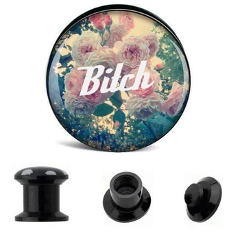 

Wholesale Ear Gauge Plugs Bitch Guarden Acrylic Screw Fit Flesh Tunnel Eyelet Body Piercing Jewelry 6mm-25mm AW40325