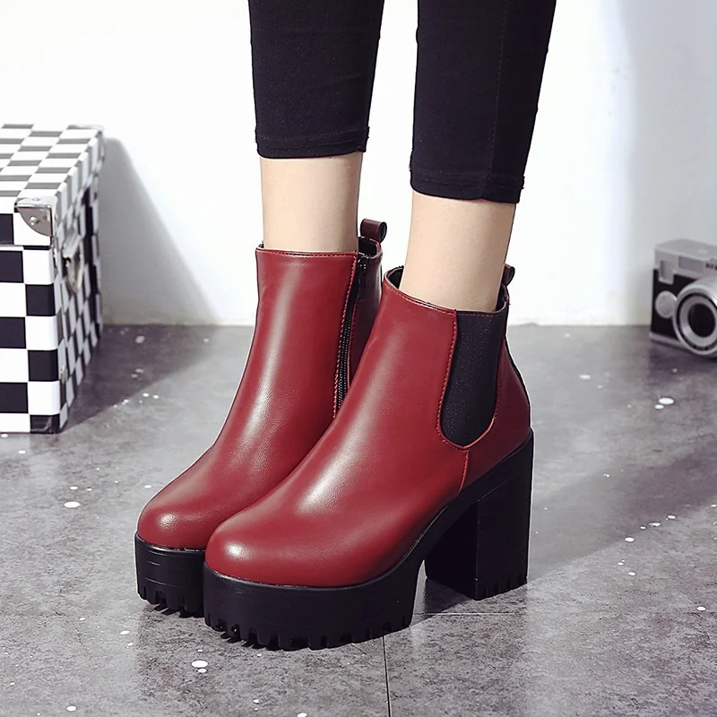 LAKESHI/женские ботинки Модные ботильоны на платформе Zapatos Mujer Ботинки из