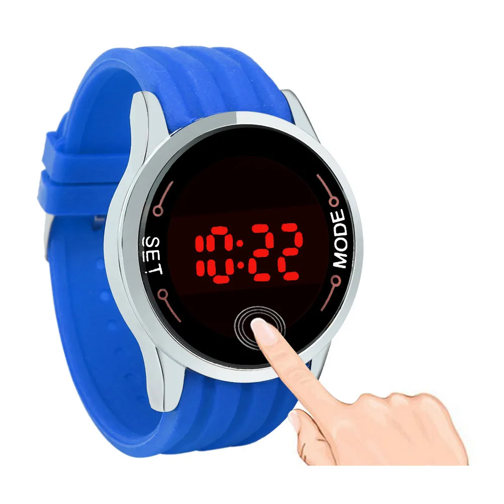 Montre светодиодный сенсорный экран часы мужские спортивные силиконовые часы женские повседневные цифровые наручные часы день дата часы Relogio Masculino# BL3 - Цвет: Blue