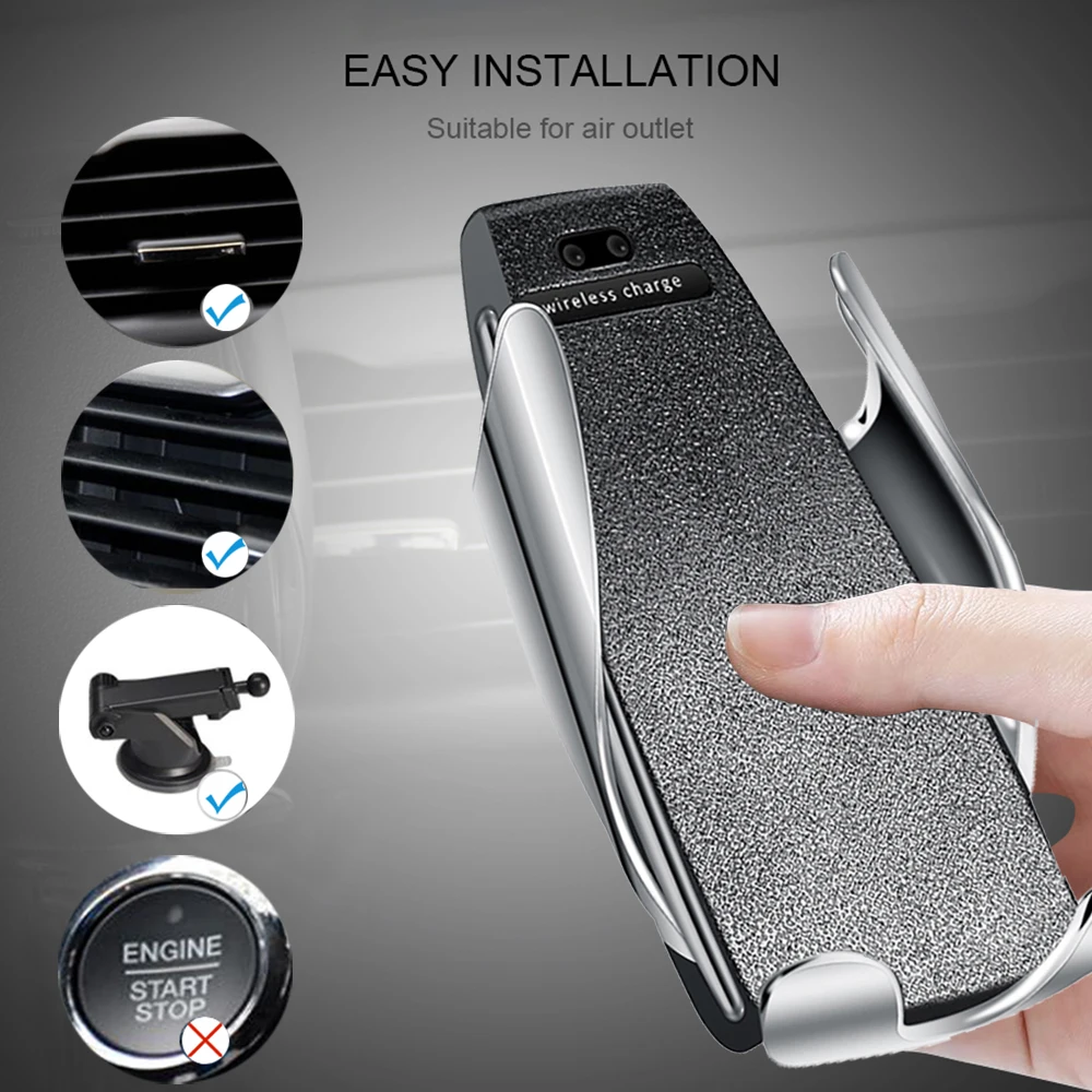 

10W Automatic Wireless Car Charger Qi Fast Charging Mount Bracket Oukitel K10 K8 U17 U18 U23 U25 Pro WP1 Air Vent Phone Holder