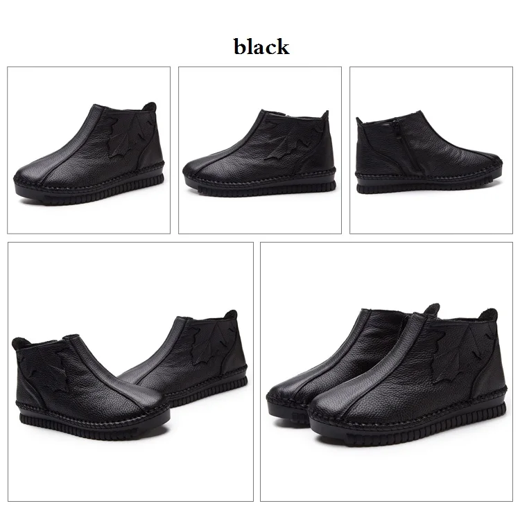 DRKANOL/Большие размеры 35-43; осенне-зимние женские ботинки; мягкие ботильоны из натуральной кожи на плоской подошве; женская теплая Повседневная обувь; полусапожки на молнии