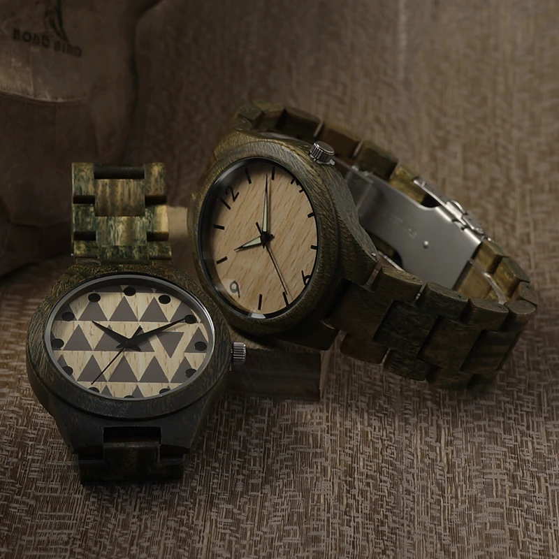 BOBO BIRD Men Green Sandal Wooden Watch Top Luxury Quartz Watch With Japanese Miyota 2035 Movement in Gift Box BOBO BIRD Men Green Sandal Wooden Watch Top Luxury Quartz Watch With Japanese Miyota 2035 Movement in Gift Box