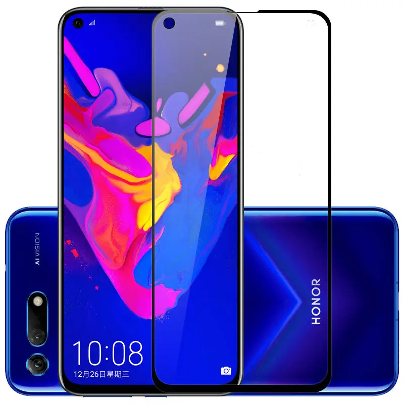 MUCHI 2 шт Полное закаленное стекло для huawei Honor View 20 Защитная пленка для Honor Nova 4 View 20 стекло - Цвет: Черный