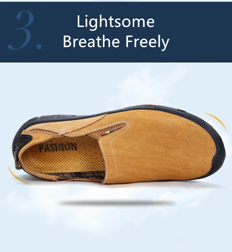 DESERT RAM Brand Non Slip Shoes Casual Shoes Genuine Leather Loafers Men Breathable Flats Men Waterproof Loafers Anti-Collision (4)