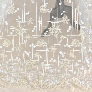 

snowflake FABRIC embroidery lace fabric Wedding Dress Tulle Skirt Material fabrics for patchwork kumas telas por metros