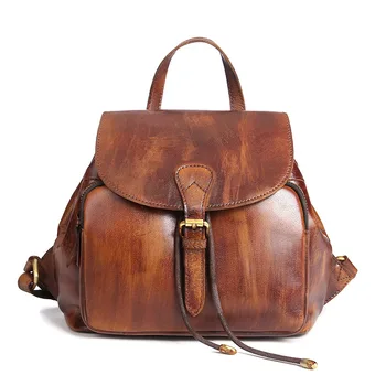 

2018 Women Leather Backpack Genuine Leather Vintage Tassel Fashion Backpack for Girls Preppy Style School Backpack mochila