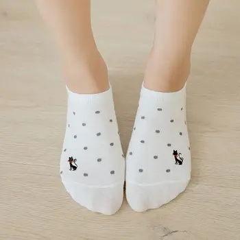 

Women Summer Funny Ankle Socks Thin Embroidery Cat Causal Cartoon Animal Soft Anti-slipping Cotton Dot Socks Girl Short Socks