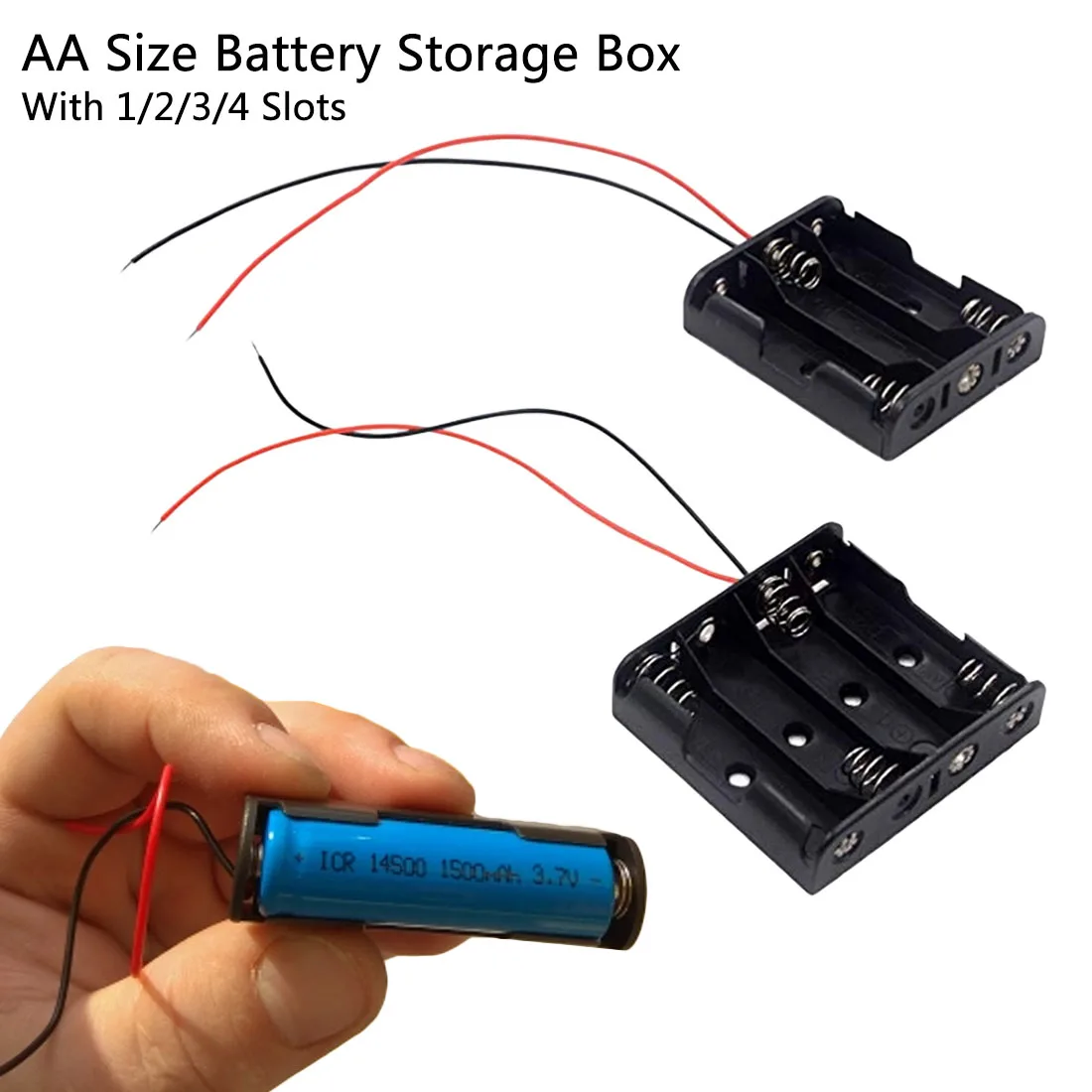 

1pcs AA Size Power Battery Storage Case Box Holder with 1 2 4 Slots DIY Standard Batteries Clip Holder Container Lachouffe