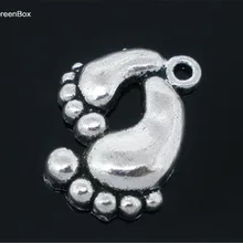 Doreen Box Lovely 40 шт Серебряный тон Lovers Feet Charm подвески 20x17 мм(B05049