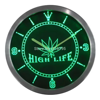 

nc0039 Hemp Leaf High Life Bar Neon Sign LED Wall Clock