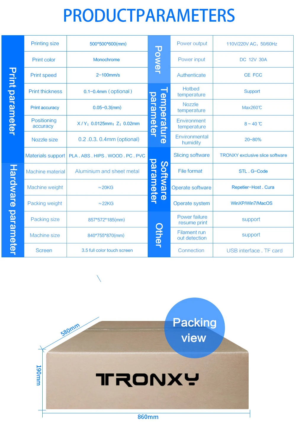 Tronxy 3d принтер X5ST-500-2E/X5ST-400-2E/X5ST-2E 2 в 1 из двойной экструдер двигатель DIY наборы больше тепла кровать impressora 3d