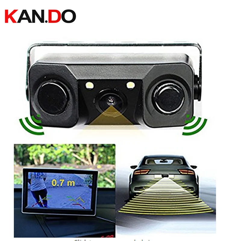 

HD Video Camera Rear View Camera Backup Reverse Sensor Camera with 2 Parking Sensors radar and Bi Bi Alarm function for truck