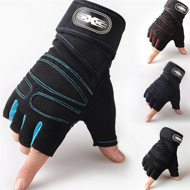 Outdoors Weight Lifting Leather Fitness Gloves Gym-Cycling Training Support Sport Gloves