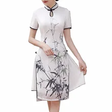 Шанхай история Белый Вьетнам Aodai Китайская традиционная Костюмы для женские Qipao по колено китайский Восточный платье