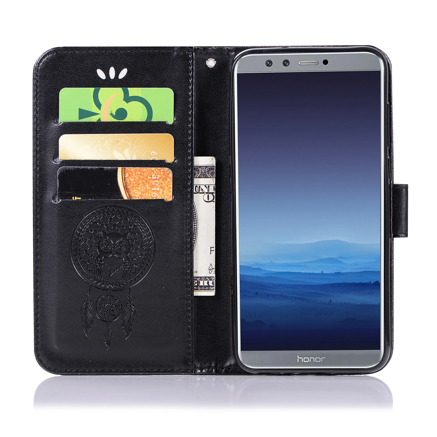 Для huawei P Smart Case ПУ + ТПУ слот для карты Бумажник Магнитная узор Винтаж чехол