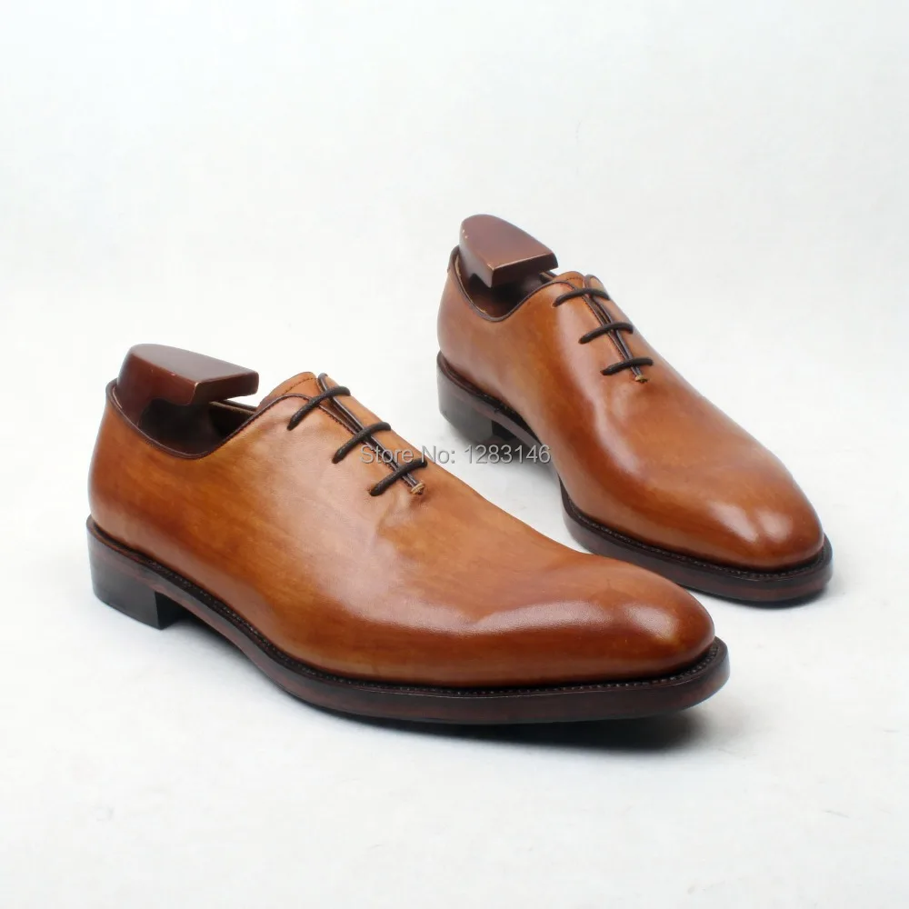

obbilly Handmade Calf Genuine Leather Breathable Upper/outsole/Insole Brown Color Goodyear welted Craft Square toe Shoe No.ox637