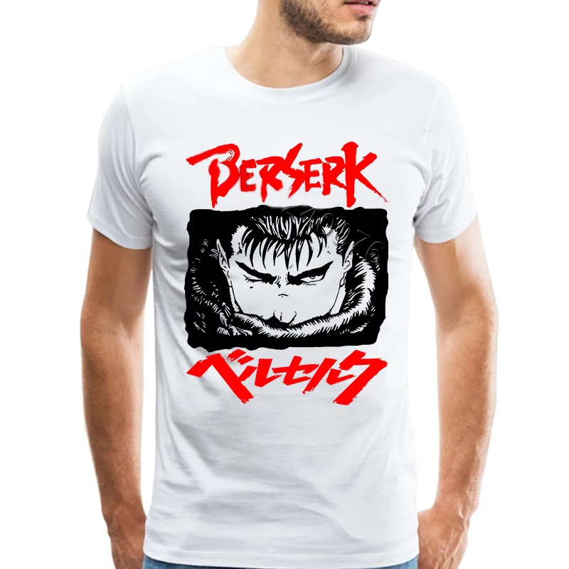 Berserk аниме футболка мужская летняя крутая с коротким рукавом футболки для мальчиков мужская с o-образным вырезом Повседневная футболка Guts Casca белая футболка с принтом - Цвет: W527152631