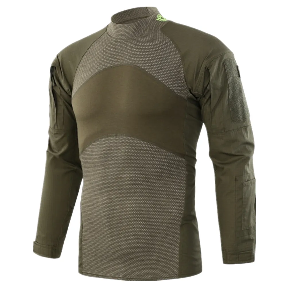 HAN WILD men летние тактическая футболка army green Combat с длинным рукавом военные Rip стоп