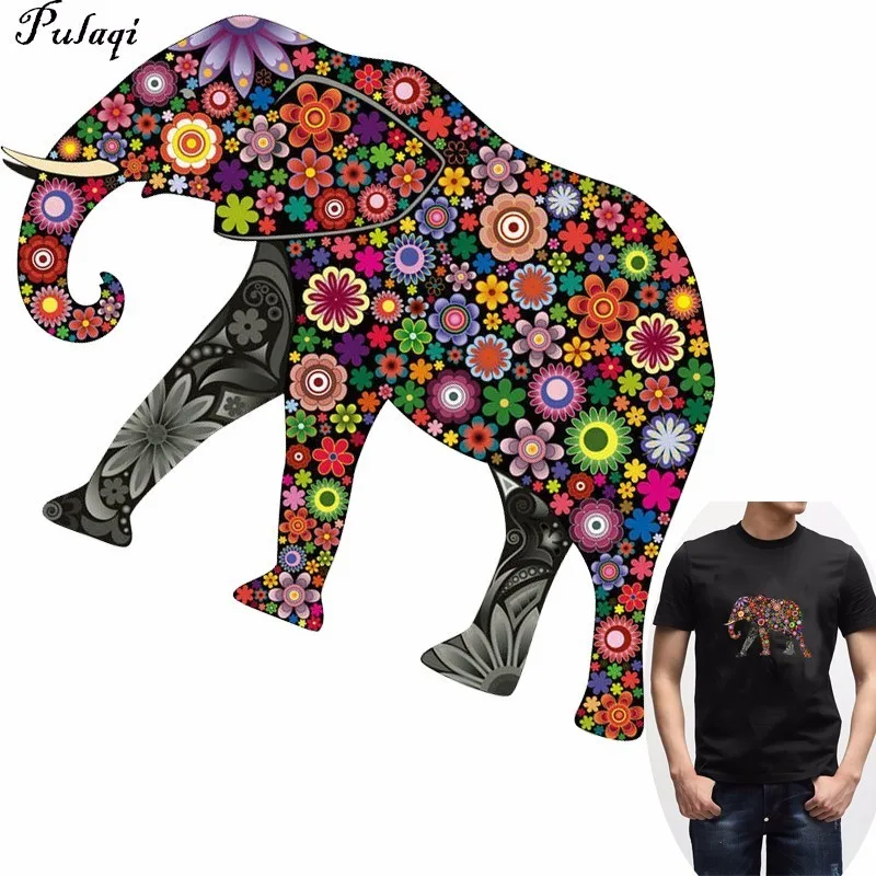 Pulaqi Colorful Elephants Patch Heat Transfer Patch A level Washable