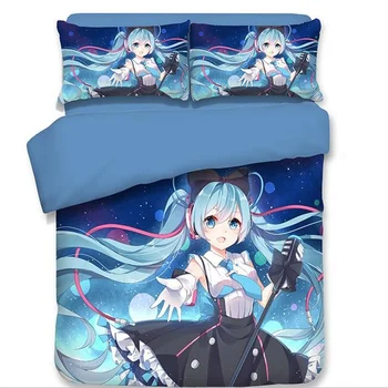

Japanese Anime Teen Girls Hatsune Miku Bedding Set Twin Queen King Size Flat Bed Sheet with Pillowcase Duvet Covers