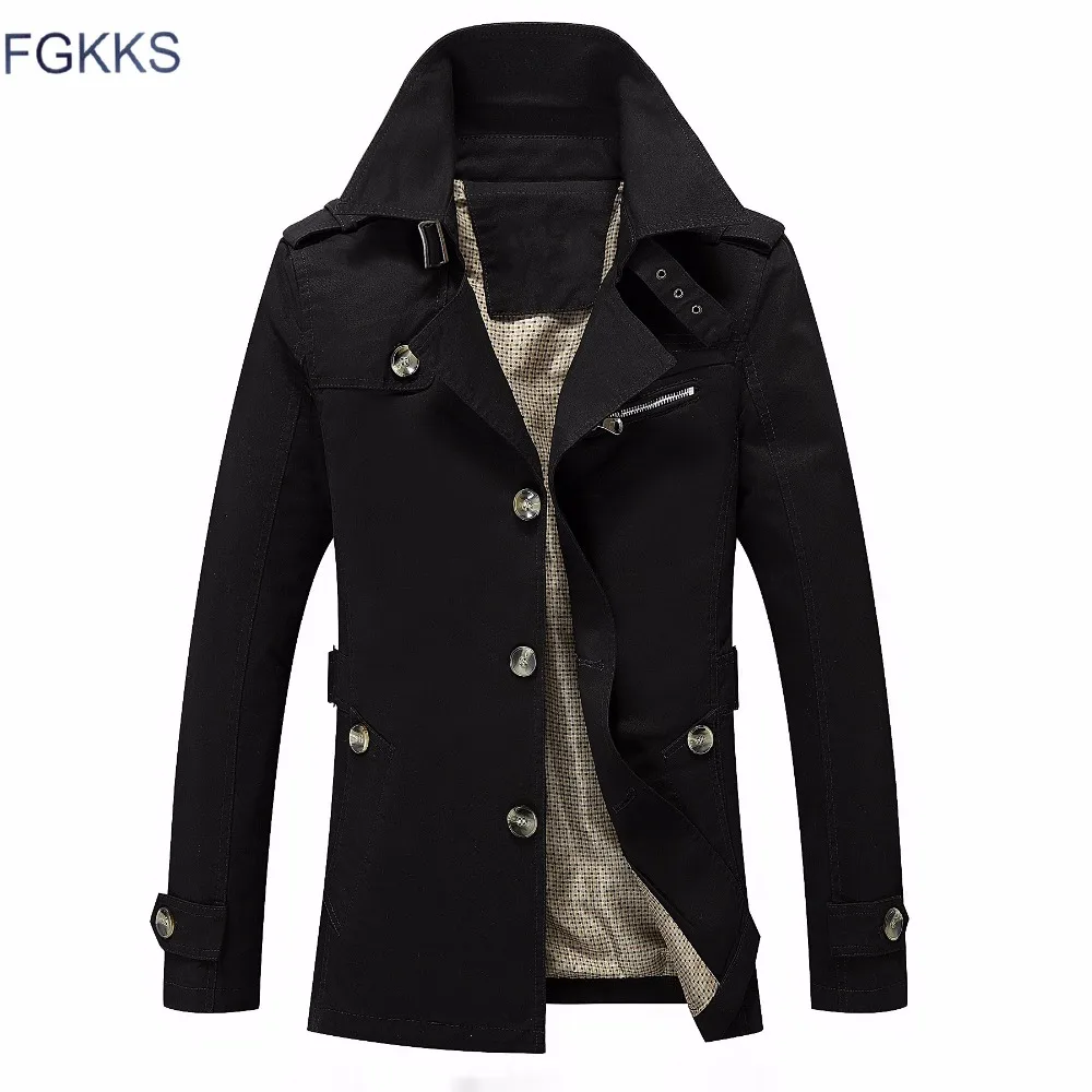 

FGKKS 2018 Brand Men Jacket Coat Fashion Solid Color Male Jackets Veste Homme Casual Slim Fit Overcoat Jacket Trench Coats
