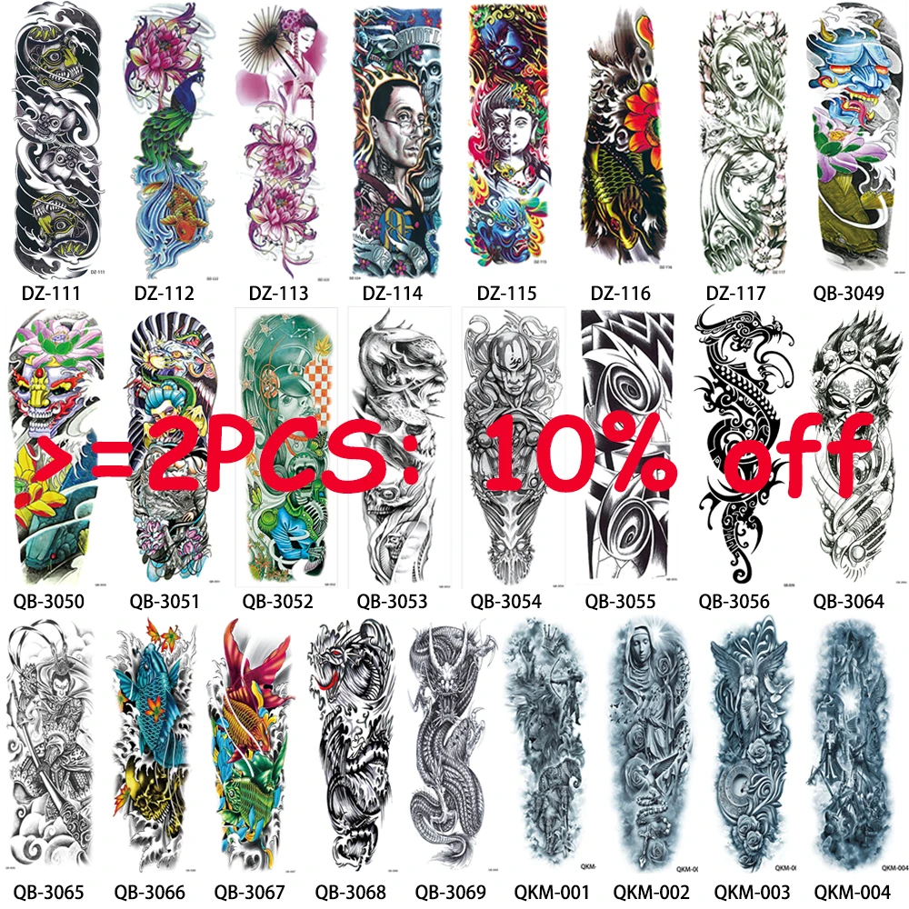1 قطعة الوشم ملصق كامل زهرة الذراع الأسماك الطاووس لوتس نمط المؤقتة ماكياج الجسم الفن نقل المياه ملصقا الوشم DZ-112