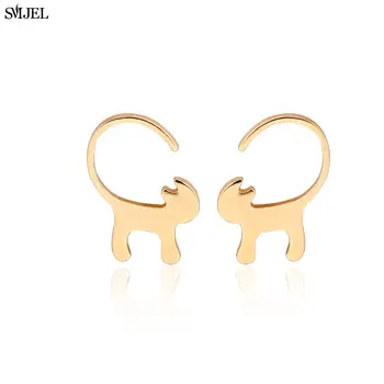 

SMJEL 2017 New Fashion Animal Long Tail Cat Stud Earrings for Women Tiny Kitty Earrings Party Gifts Brincos dropshipping S123