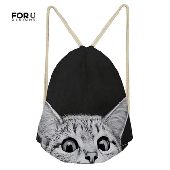 

FORUDESIGNS 3D Animal Cat Printing Women Men Drawstrings Bags Brand Design Workout Fitness Jogging Storage Backpack Light Weight
